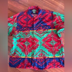 Vtg 90s Ralph Lauren Country Sportsman Serape Western Southwestern Aztec Shirt~L